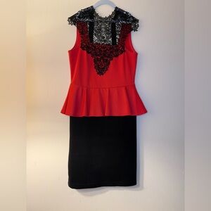 Elegant Red and Black Lace Dress/No Branded it’s a costume made dress.
